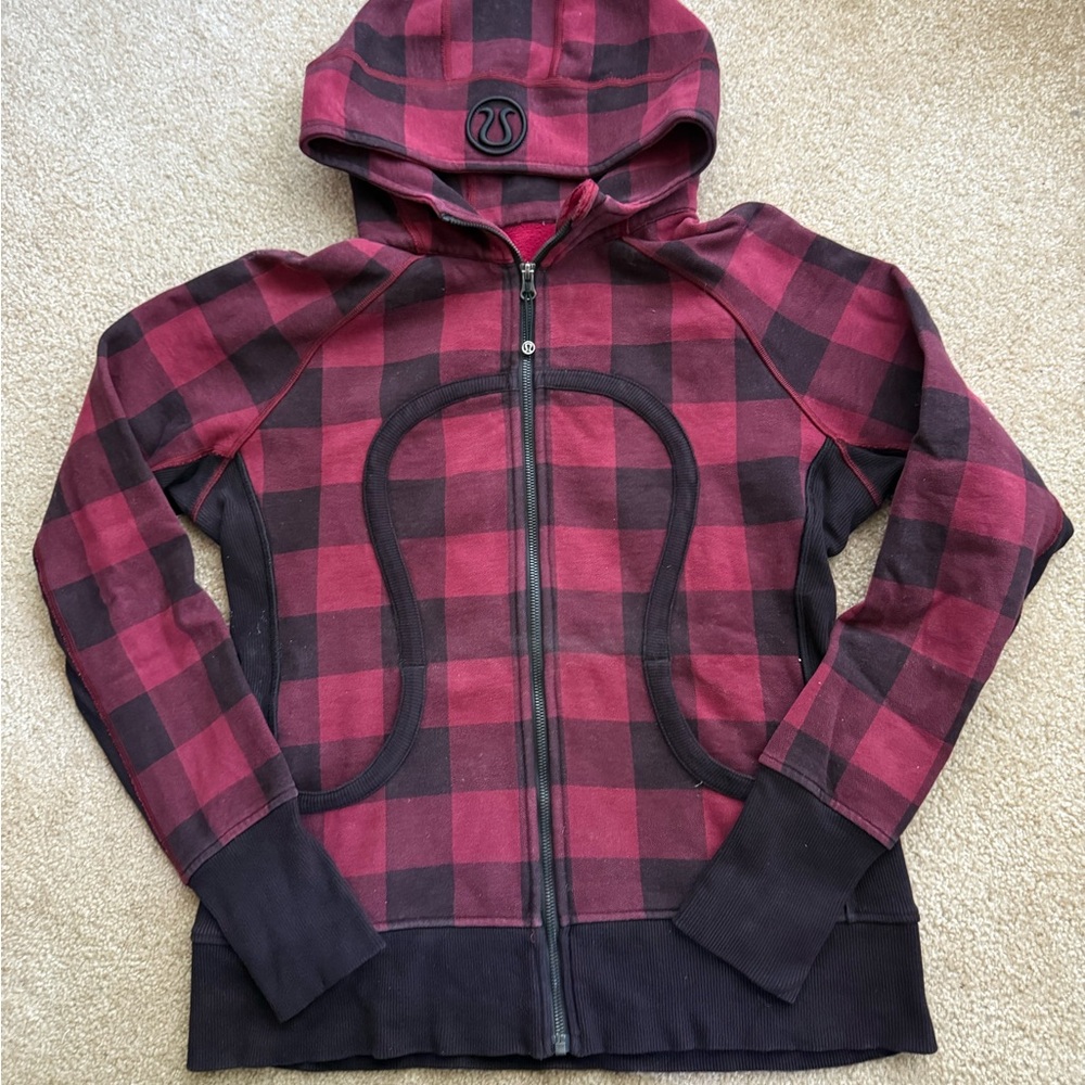Lululemon buffalo plaid Scuba hoodie Size 12